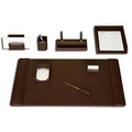 Chocolate Brown 8 Piece Classic Top Grain Leather Desk Set